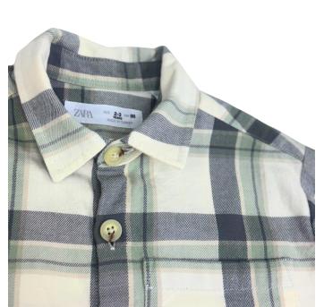 Camisa Infantil Zara Xadrez Verde e Cinza com Manga Longa - 10 anos - Zara