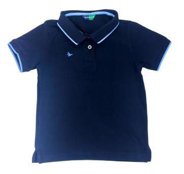 Camisa Polo Infantil Brooksfield Azul Marinho com Detalhes Azul Claro - 1 ano - Brooksfield Júnior