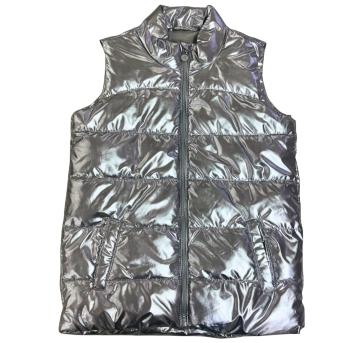 Colete Infantil Alakazoo Metalizado Prata com Zíper Frontal - 10 anos - Fuzarka