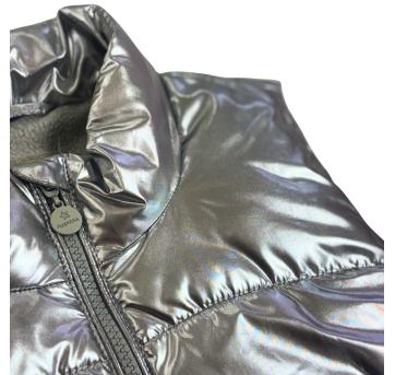 Colete Infantil Alakazoo Metalizado Prata com Zíper Frontal - 10 anos - Fuzarka