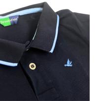 Camisa Polo Infantil Brooksfield Azul Marinho com Detalhes Azul Claro - 1 ano - Brooksfield Júnior