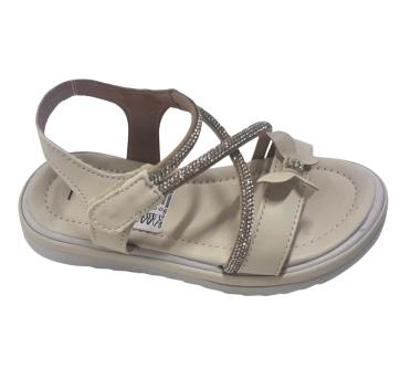 Sandália Infantil Feminina Lelulé Bege com Laço e Strass - 25 - Sem etiqueta Importado