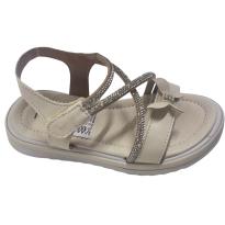 Sandália Infantil Feminina Lelulé Bege com Laço e Strass - 25 - Sem etiqueta Importado