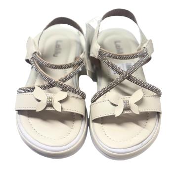 Sandália Infantil Feminina Lelulé Bege com Laço e Strass - 25 - Sem etiqueta Importado