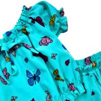 Conjunto Infantil Feminino Blusa Ombro a Ombro e Short Saia Estampado Borboleta - 5 anos - Sem etiqueta Importado