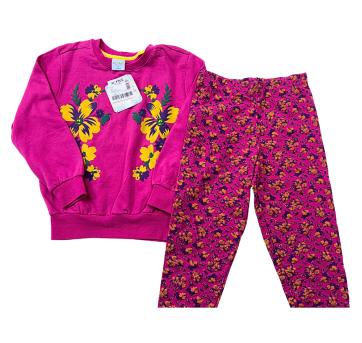 Conjunto Infantil Feminino Active – Blusa e Calça Floral Rosa Pink - 5 anos - Sem etiqueta Importado