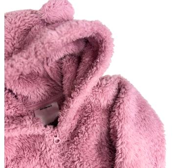Casaco Infantil Peluciado Rosa com Capuz e Orelhinhas - 1 ano - Carter`s