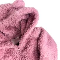 Casaco Infantil Peluciado Rosa com Capuz e Orelhinhas - 1 ano - Carter`s