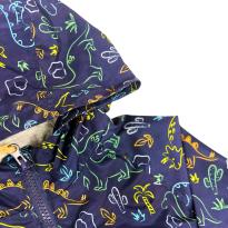 Jaqueta Infantil Estampada Dinossauros Azul Marinho com Capuz - 5 anos - Sem etiqueta Importado