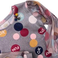 Blusa Infantil Feminina – Estampa Colorida de Bolinhas com Mangas de Tule - 5 anos - Kiki Xodó