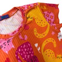 Conjunto Infantil Gatinho Colorido – Blusa e Shorts Estampados - 10 anos - Sem etiqueta Importado