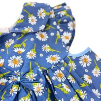 Vestido Infantil Azul Estampado de Margaridas com Babados - 1 ano - Sem etiqueta Importado