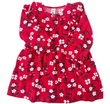 Vestido Infantil Carter’s Vermelho Floral com Babados - 5 anos - Carter`s