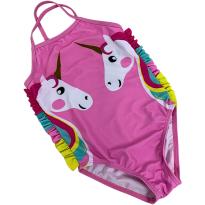 Maiô Infantil Unicórnio Rosa com Babados Coloridos - 3 anos - Sem etiqueta Importado