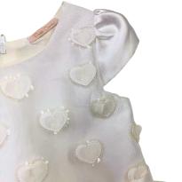 Vestido Infantil Petit Cherie Branco com Aplicações de Corações - 5 anos - Petit Cherie