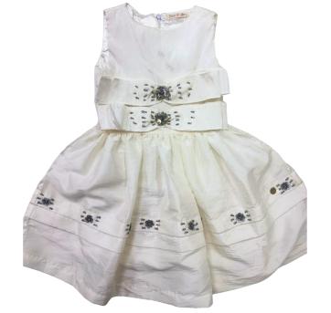 Vestido Infantil Doc Kids Festa Branco com Bordados e Pedrarias - 5 anos - Sem etiqueta Importado