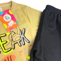 Conjunto Infantil Ping Pong - Camiseta Bege “Break All The Rules” + Shorts Preto - 5 anos - Sem etiqueta Importado