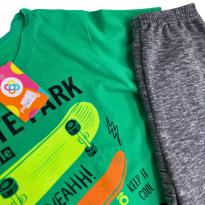 Conjunto Infantil PingPong Camiseta Verde Skate Shark Freestyle + Bermuda Mescla - 10 anos - Sem etiqueta Importado