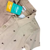 Camisa Infantil Bege Estampada com Botões – Elian - 10 anos - Elian