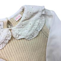 Blusa Infantil Bege com Gola Bordada e Mangas Bufantes – Zara - 5 anos - Zara