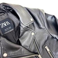 Jaqueta Infantil Preta em Couro Sintético – Estilo Biker Zara - 10 anos - Zara