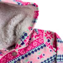 Casaco Infantil em Fleece Estampado com Capuz Forrado – Rosa e Azul - 5 anos - Carter`s