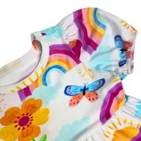 Vestido Infantil Estampado Arco-Íris e Borboletas Pool Kids - 5 anos - Sem etiqueta Importado