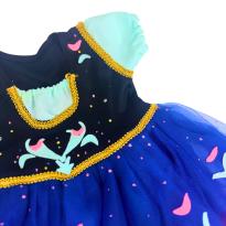 Vestido Infantil Azul com Tule e Detalhes Decorativos - 5 anos - Sem etiqueta Importado