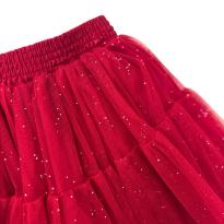 Saia Infantil Vermelha em Tule com Brilho - 5 anos - Sem etiqueta Importado