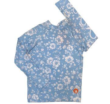 Camiseta UV azul florido - 4 anos - Não informada