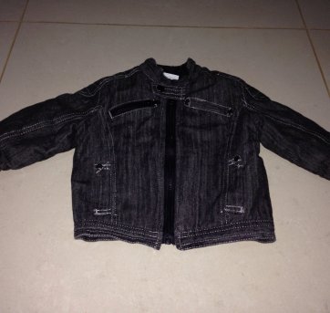 Jaqueta jeans preta - 9 a 12 meses - Baby Way