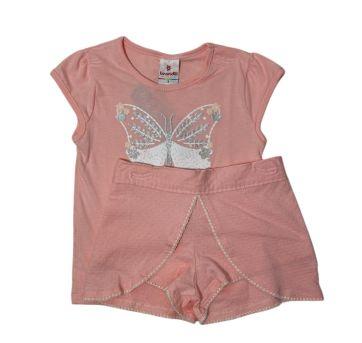 Conjunto Blusa Meia Malha e Shorts Saia Meia Malha Maquinetada - 3 anos - Brandili