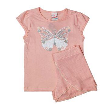 Conjunto Blusa Meia Malha e Shorts Saia Meia Malha Maquinetada - 3 anos - Brandili