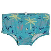 Sunga Infantil Praia Azul com Estampa Tropical e Tubarões - 6 anos - Tip Top