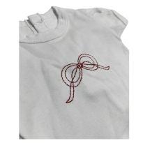 Body Infantil Branco com Bordado de Laço Vermelho - Prematuro - Baby Tricot