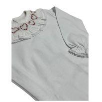 Body Infantil Manga Longa Branco com Gola Bordada de Corações - 2 anos - Baby Tricot