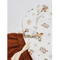 Conjunto masculino para bebê de cavalos - 0 a 3 meses - Mini&Co