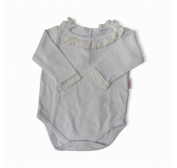 Body Bebê Manga Longa Renda Guipir Branca - 3 meses - Tip Top