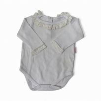 Body Bebê Manga Longa Renda Guipir Branca - 3 meses - Tip Top