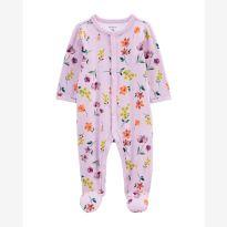 Macacão bebê canelado flores diversas flores lilás Carter´s - 6 meses - Carter`s
