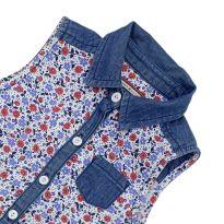 Vestido Tommy Hilfiger Infantil Floral com Gola Jeans - 18 meses - Tommy Hilfiger