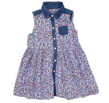 Vestido Tommy Hilfiger Infantil Floral com Gola Jeans - 18 meses - Tommy Hilfiger