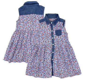 Vestido Tommy Hilfiger Infantil Floral com Gola Jeans - 18 meses - Tommy Hilfiger