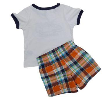 CONJUNTO CAMISA + BERMUDA  BEBE CARTERS COM ESTAMPA DE CARRO/SAFARI - 9 meses - Carter`s
