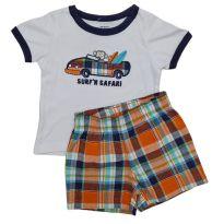 CONJUNTO CAMISA + BERMUDA  BEBE CARTERS COM ESTAMPA DE CARRO/SAFARI - 9 meses - Carter`s