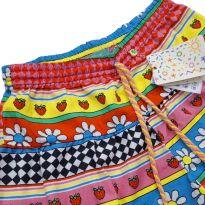 SHORT MENINA COM ESTAMPA FLORAL E DE MORANGO FÁBULA - 10 anos - Não informada