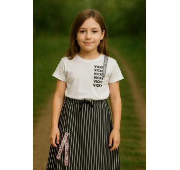 CONJUNTO BLUSA E SAIA MIDI - 12 anos - Vic&Vicky