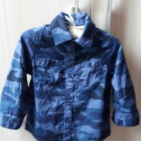 Camisa Manga Longa Camuflada Carters Azul - 18 meses - Carter`s