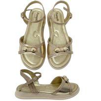 Sandália Infantil Feminina Sand Flower Tramado Dourada - 32 - Pampili