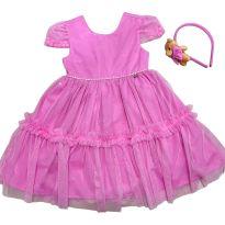 Vestido de Festa de Luxo Infantil Rosa - 2 anos - Não informada
